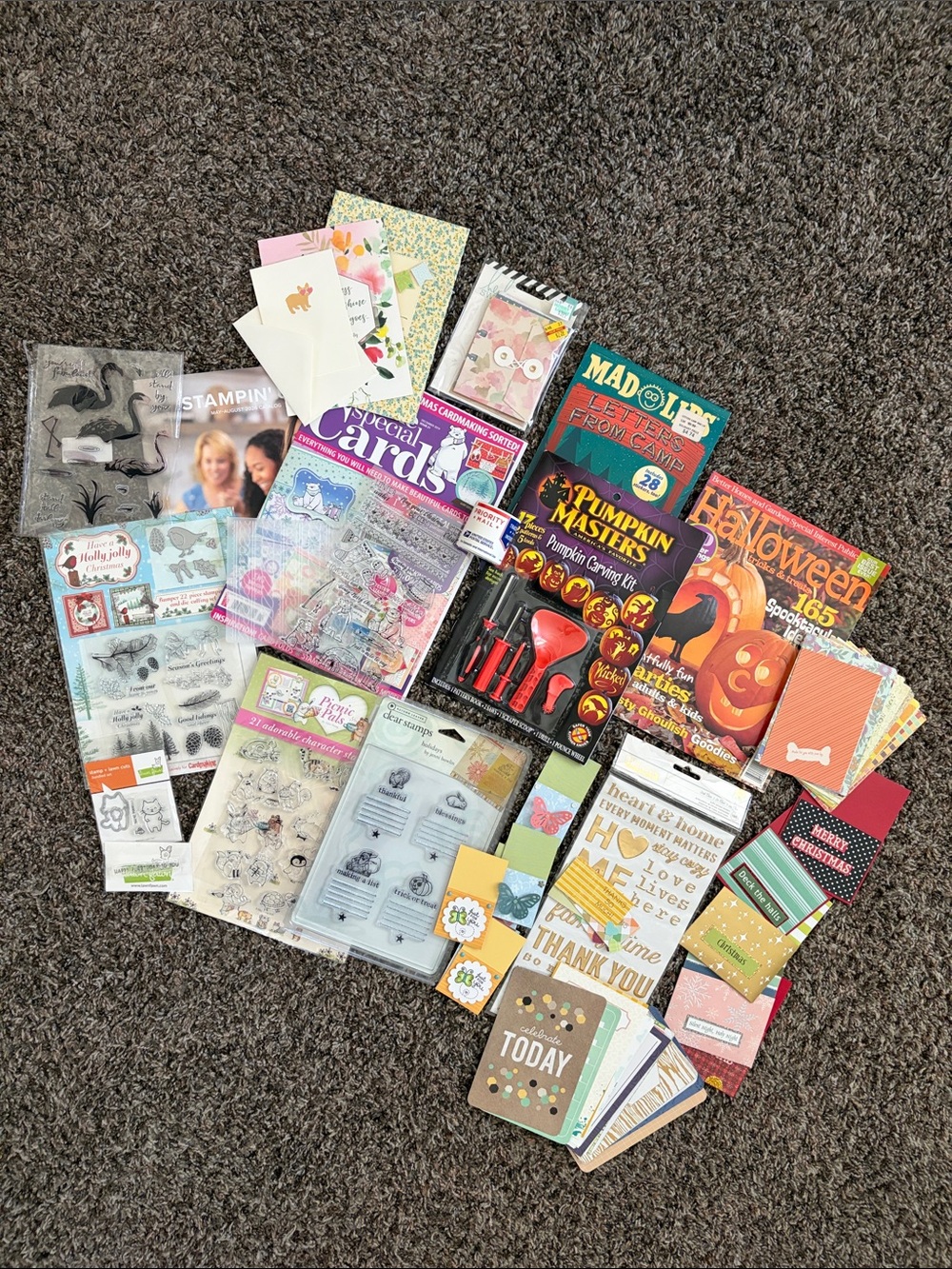 Asst. Scrapbook Lot, Stampin Up, Lawn Fawn, Heidi Swapp, Christmas Halloween